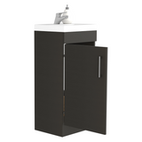 TUHOME Madrid 16" Bathroom Vanity with Single Door Storage, Resin Sink, Compact Base Cabinet, Modern Space-Saving Vanity for Small Bathrooms and Efficient Organization