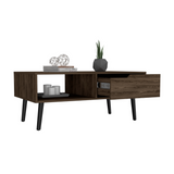 Oslo Coffee Table with Spacious Top Surface, Single Storage Drawer, Open Display Shelf and Four-Leg Modern Design for Organized Living Room Functionality, Decorative Arrangement and Everyday Lifestyle Convenience