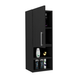 TUHOME Madrid Medicine Cabinet with Single Door, Interior Storage Shelves, External Display Shelves, Wall Mounted Bathroom Organizer with Metal Handle for Modern Compact Spaces