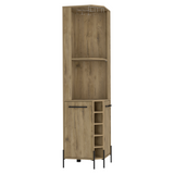 TUHOME Hans Corner Bar Cabinet with Five Built-In Wine Rack, Two Spacious Shelves, Cup Rack and Freestanding Home Bar Storage for Compact Corners, Modern Entertainment and Wine Organization