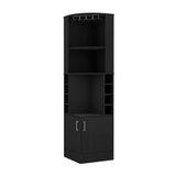 Tuhome Kava Being Corner Bar Cabinet with Glass Rack, Double Door Storage, Eight Bottle Wine Rack, Vertical Space-Saving Bar Furniture for Home Entertaining and Modern Organization