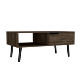 Oslo Coffee Table with Spacious Top Surface, Single Storage Drawer, Open Display Shelf and Four-Leg Modern Design for Organized Living Room Functionality, Decorative Arrangement and Everyday Lifestyle Convenience