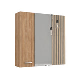 Tuhome Sines Mirror Medicine Cabinet with Double Door, Four Interior Shelves, Humidity-Resistant Bathroom Storage, Wall Mounted Organizer for Toiletries, Essentials and Daily Use Items in Compact Minimalist Design