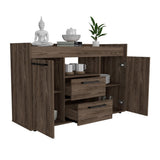 Tuhome Lyon Sideboard with Two Spacious Drawers, Double Door Cabinets with Interior Shelves, Expansive Superior Top Surface and Modern Storage Design for Elegant, Organized Living and Dining Room Environments