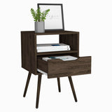 Otom Nightstand , Superior Top, Open Shelf, Single Drawer, Four Legs