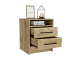TUHOME Eter Nightstand with Two Drawers, Open Storage Shelf and Spacious Top Surface for Bedroom or Living Room Organization, Modern Minimalist Bedside Table with Functional Design for Daily Essentials