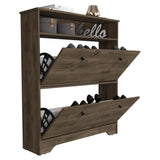 Tuhome Calgary Shoe Rack with Superior Top, One Open Storage Shelf, Two Extendable Adjustable Shelves for Up to 12 Pairs, Modern Multi-Level Organizer for Entryways Bedrooms Closets and Space-Saving Home Storage