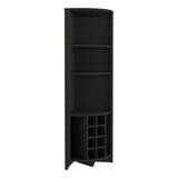 Essential Corner Bar Cabinet , Three Shelves, Eight Wine Cubbies, Two Side Shelves