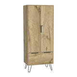 Tuhome Augusta Armoire Closet with Double Door Cabinet, Spacious Hanging Rod Storage, Large Lower Drawer and Interior Shelf, Modern Bedroom Wardrobe Organizer for Clothes, Accessories and Daily Essentials