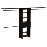 Tuhome Plego Closet System with Four Hanging Rods, Five Shelves, Three Drawers, Adjustable for 69" or 118" Closet Space, Modern Storage Solution