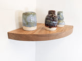 Oak Floating Corner Shelf with Rounded Edge