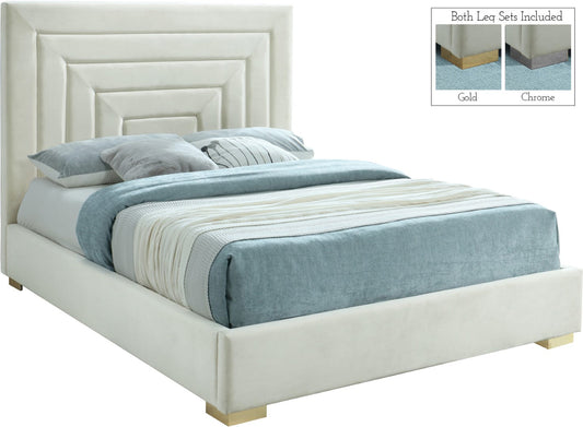 Nora Velvet Bed - Sumptuous Glamorous Design with Deep Channel Tufting and Customizable Legs