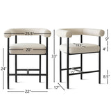 New York 24" Boucle Counter Stool with Arms (Set of 2)