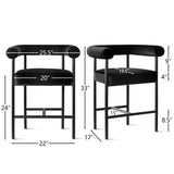 New York 24" Velvet Counter Stool with Arms (1-Piece)