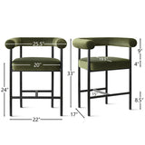 New York 24" Velvet Counter Stool with Arms (1-Piece)