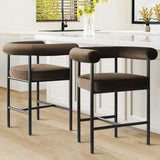 New York 24" Velvet Counter Stool with Arms (1-Piece)
