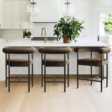 New York 24" Velvet Counter Stool with Arms (Set of 2)