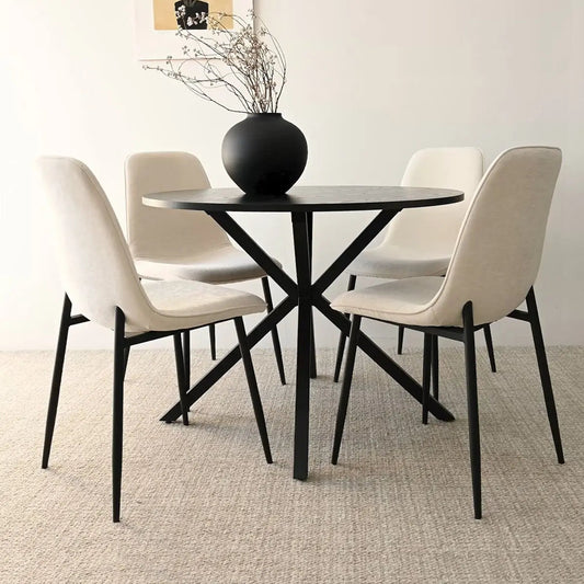 Oliver & Oslo 39" Black Round Dining Table Set for 4 (5-Piece)