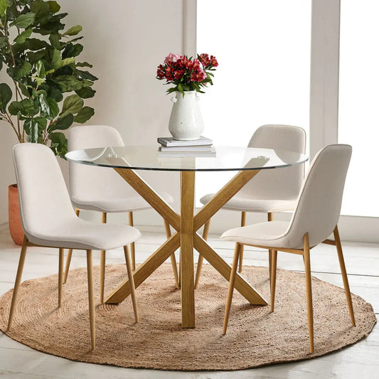 Oliver & Oslo 39" Glass Round Dining Table Set for 4 (5-Piece)
