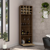 TUHOME Marsella Corner Bar Cabinet, Home Bar Furniture with Eight Built-In Wine Rack, Cup Rack, Drawer Storage and Two Side Shelves, Space-Saving Corner Cabinet for Modern Entertainment Areas