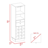 Classic Tall Bar Cabinet with Two Storage Drawers, Dual Display Shelves, Twelve-Bottle Wine Rack and Sturdy Base for Elegant Home Entertaining, Beverage Organization and Sophisticated Modern Bar Furniture Design
