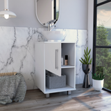 Gouda 18" Single Bathroom Vanity with Integrated Sink, Open Storage Shelf, Single-Door Cabinet and Space-Saving Modern Design for Organized Daily Use, Practical Bathroom Functionality and Contemporary Home Appeal