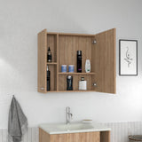 Tuhome Sines Mirror Medicine Cabinet with Double Door, Four Interior Shelves, Humidity-Resistant Bathroom Storage, Wall Mounted Organizer for Toiletries, Essentials and Daily Use Items in Compact Minimalist Design