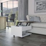 Luanda Lift-Top Coffee Table with Concealed Storage Compartment, Lower Open Shelf, Smooth-Lifting Mechanism and Locking Casters for Mobile Living Room Convenience, Modern Organization and Versatile Everyday Functionality