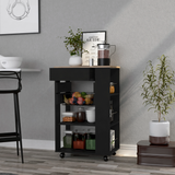 Blosson Kitchen Cart, One Drawer, Two Open Shelves, Four Casters