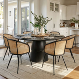 Orchid & Jules 60" Solid Oak Round Dining Table Set for 6 (7-Piece)