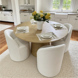 Orchid & Doris 52" Round Natural Dining Table Set for 4 (5-Piece)