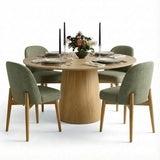 Orchid & Havana 52" Round Solid Oak Dining Table Set for 4 (5-Piece)