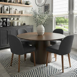 Athena Linen Upholstered Solid Wood Dining Chairs (Set of 2)