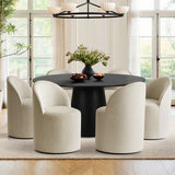 Orchid & Doris 60" Round Black Dining Table Set for 6 (7-Piece)