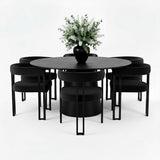 Orchid & Mia 60" Round Velvet Dining Table Set for 6 (7-Piece)