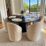 Orchid & Doris 60" Round Black Dining Table Set for 6 (7-Piece)