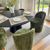Doris Rolling Upholstered Dining Chair With Castors (Set of 2)