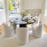Doris Rolling Upholstered Dining Chair With Castors (1-Piece)