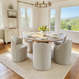 Doris Rolling Upholstered Dining Chair With Castors (Set of 6)