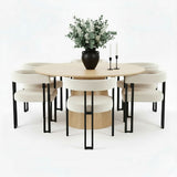 Orchid & Mia 60" Round Velvet Dining Table Set for 6 (7-Piece)