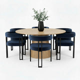 Orchid & Mia 60" Round Velvet Dining Table Set for 6 (7-Piece)