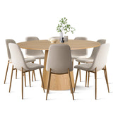 Orchid & Oslo 60" Solid Oak Round Dining Table Set for 8 (9-Piece)