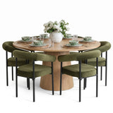 Orchid & New York 60" Solid Oak Round Dining Table Set for 6 (7-Piece)