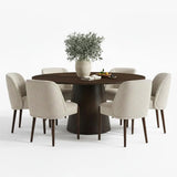 Orchid & London 60" Round Solid Oak Dining Table Set for 6 (7-Piece)
