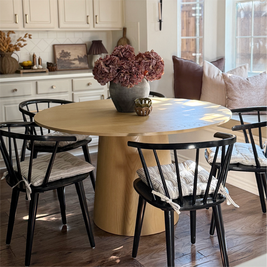 Orchid 52" Solid Oak Wood Round Pedestal Dining Table