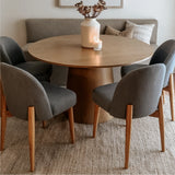 Orchid 52" Solid Oak Wood Round Pedestal Dining Table
