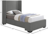 Oxford Mid Century Modern Wingback Bed with Elegant Linen Upholstery and Espresso Legs for Style