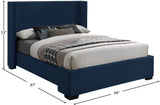 Oxford Mid Century Modern Wingback Bed with Elegant Linen Upholstery and Espresso Legs for Style