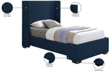 Oxford Mid Century Modern Wingback Bed with Elegant Linen Upholstery and Espresso Legs for Style