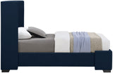 Oxford Mid Century Modern Wingback Bed with Elegant Linen Upholstery and Espresso Legs for Style
